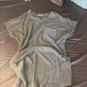 Striped Short Sleeve Dress with Pocket